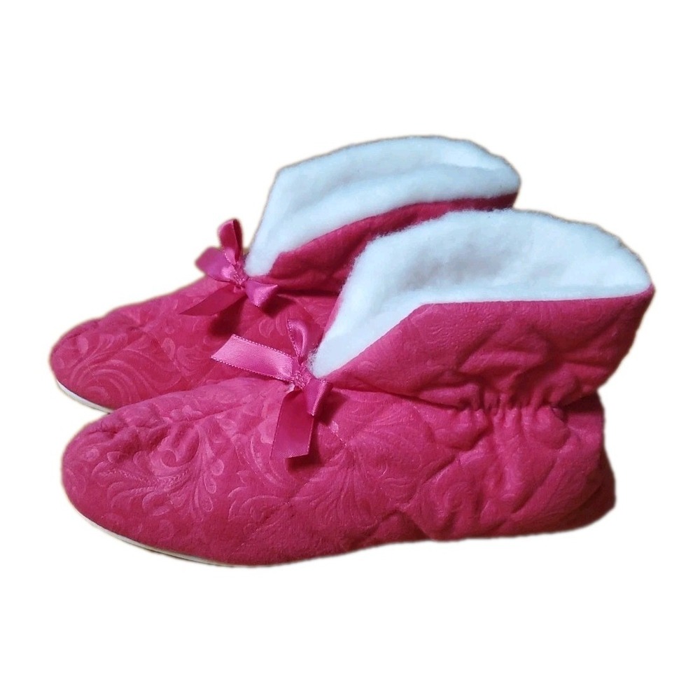 Cozeez Womens Slippers Size 6.5-7.5 Medium Pink Booties Made in USA